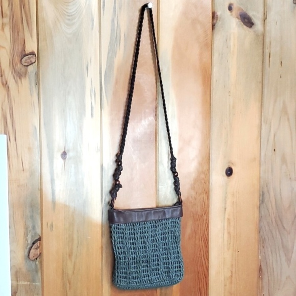 🐞Cappelli Green Straw Woven Crossbody Bag